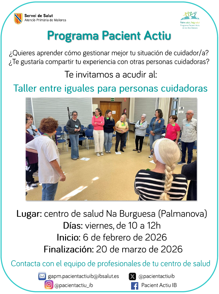 Taller entre iguales para personas cuidadoras - CS Na Burguesa (Palmanova)